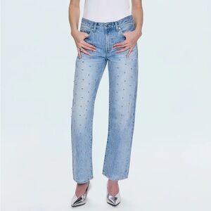 Blue Jeans with Studded Pearl Detail